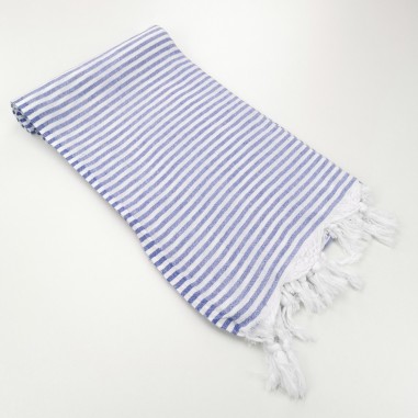 Turkish pareo towel fine stripes indigo