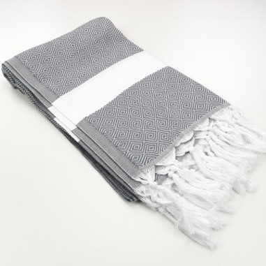 Diamond Turkish towel dark grey