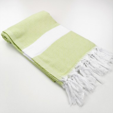 Fouta chevron diamants vert citron