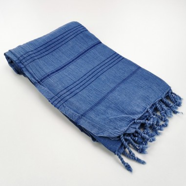 stonewashed Turkish towel royal blue