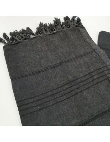 Stonewashed Turkish peshtemal towel with fine stitched stripes Micro
