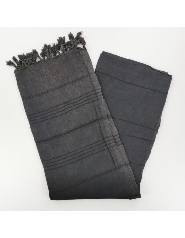 Stonewashed Turkish peshtemal towel with fine stitched stripes Micro