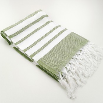 herringbone peshtamel towel olive green