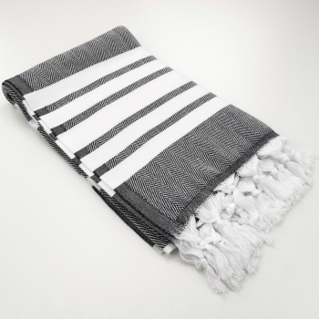 herringbone peshtamel towel black
