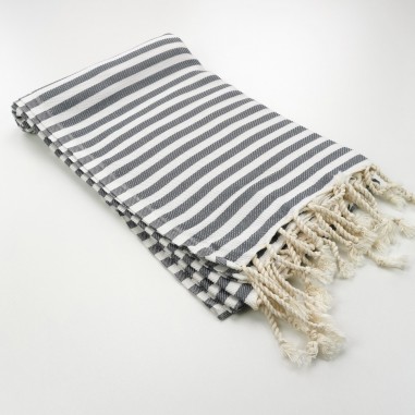 Herringbone Turkish towel grey
