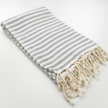 Herringbone Turkish towel light grey