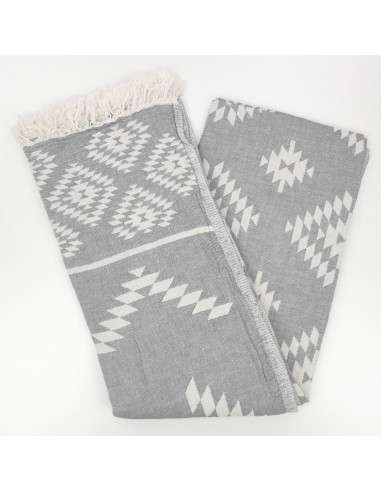 Fouta jacquard motifs azteques en coton Oekotex