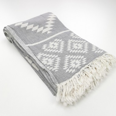 aztec pattern beach towel grey