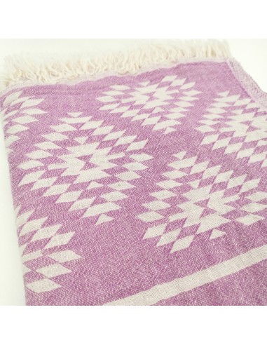 Fouta jacquard motifs azteques en coton Oekotex