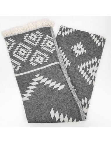 Fouta jacquard motifs azteques en coton Oekotex