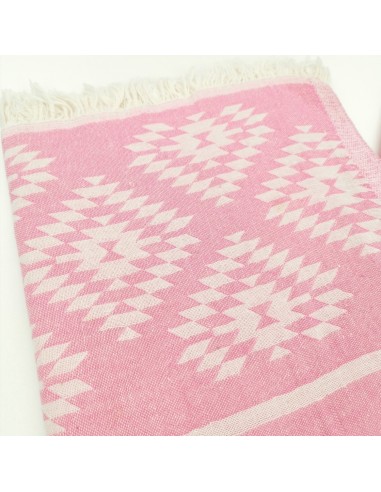 Fouta jacquard motifs azteques en coton Oekotex