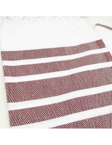 Fouta chevron blanche epaisse 100% coton certifié Oekotex®