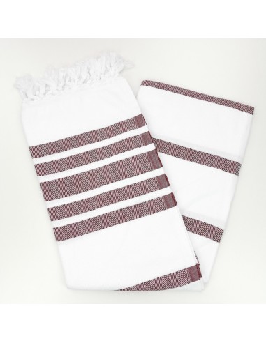 Fouta chevron blanche epaisse 100% coton certifié Oekotex®