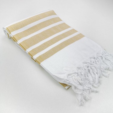 Herringbone weave white Turkish towel...