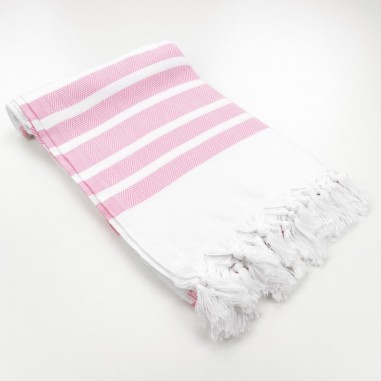 Herringbone weave white Turkish towel...