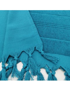 Mini terry Turkish pestemal hand towel cyan blue 2