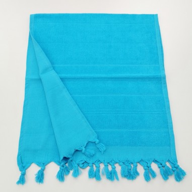 Mini serviette fouta eponge unie turquoise