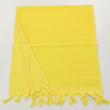 Mini serviette fouta eponge unie jaune