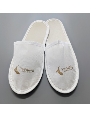 Disposable mules with printed logo...
