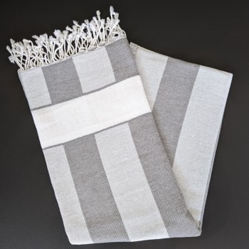 Fouta de plage Cabana rayure verticale gris fonce