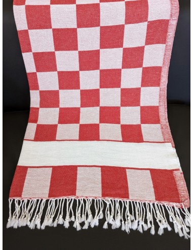checkerboard Vans style CHESS beach towel red