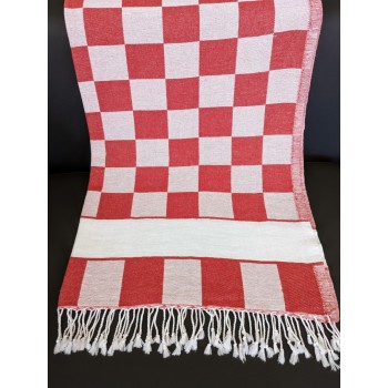 checkerboard Vans style CHESS beach towel red