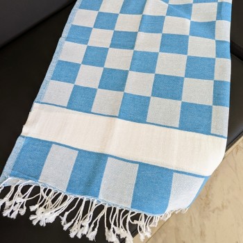 checkerboard Vans style CHESS beach towel turquoise blue