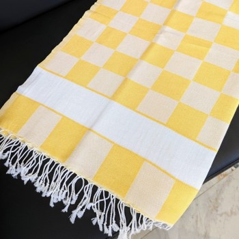 checkerboard Vans style CHESS beach towel yellow