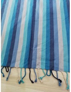 serviette de plage multicolore rayée sur la longueur 2