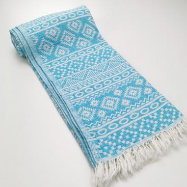 aztec style pattern towel turquoise