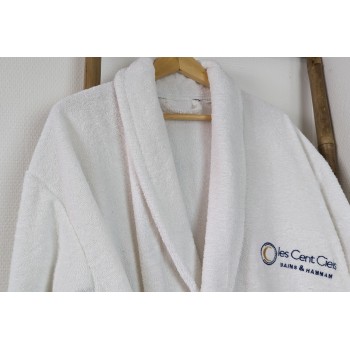 hotel bathrobe customized with logo embroidery