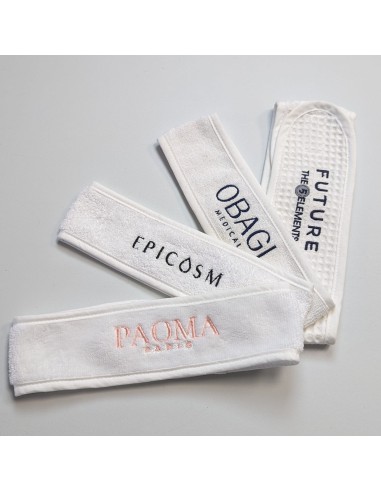 Promotional cotton terry headband with logo embroidered