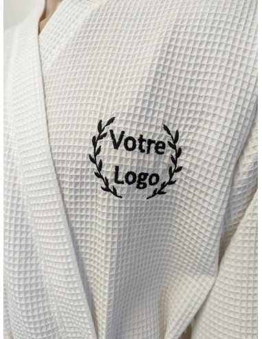 logo embroidered bathrobe honeycomb