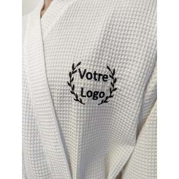 logo embroidered bathrobe honeycomb