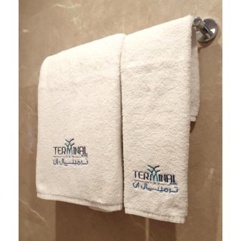 cotton terry towel custom hotel logo embroidered