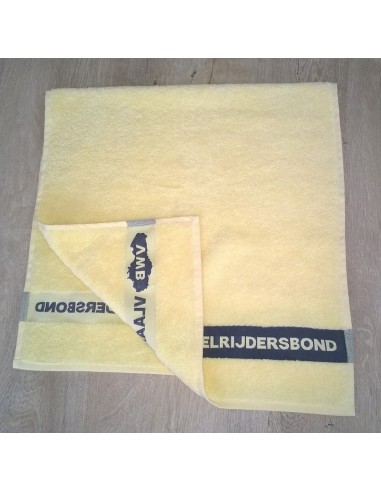 border logo woven terry cotton towel