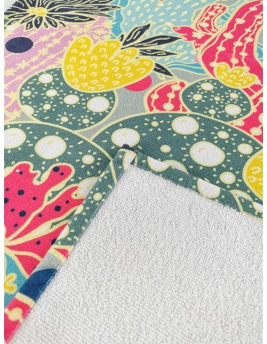 Promotional bath and sport towel with multicolor custom printed design