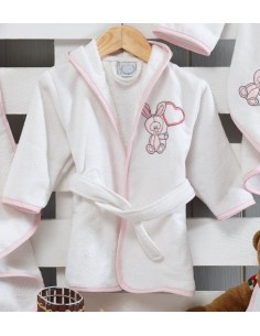peignoir enfant ecru sable logo brodé 2