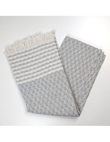 Fouta chevron epaisse Cubyk gris clair