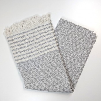 Fouta chevron epaisse Cubyk gris clair