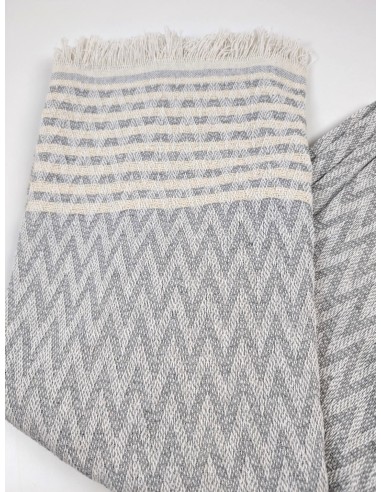 fouta de plage chevron epaisse gris clair