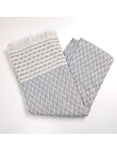 fouta chevron epaisse gris clair