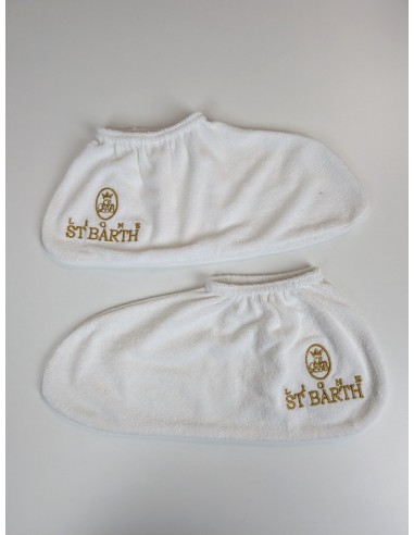 custom terry overshoes with embroidered logo