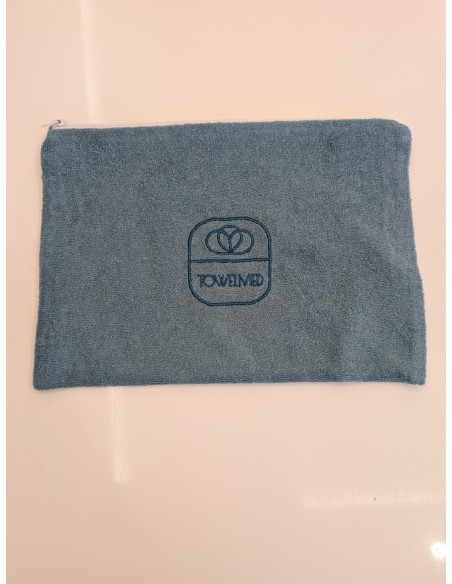 blue terry towelling logo bag