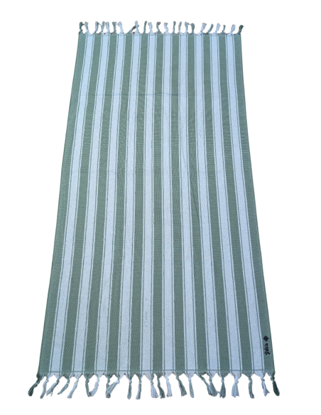Fouta éponge à rayures plates et éponge sur le long de la serviette