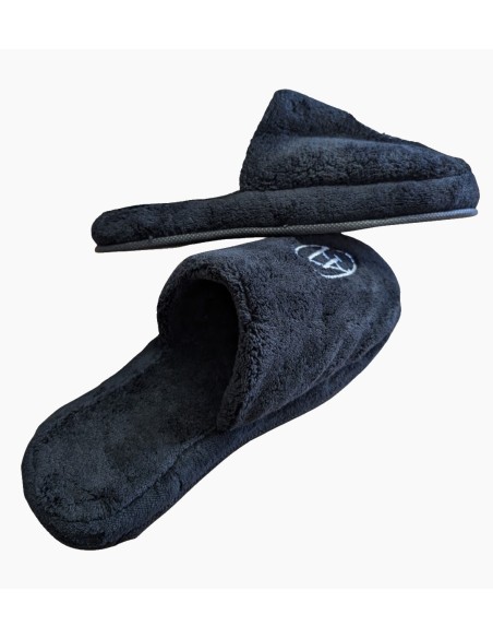 custom color dyed velvet logo slippers