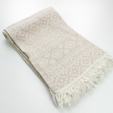 aztec style pattern towel beige