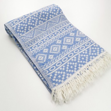 aztec style pattern towel royal blue