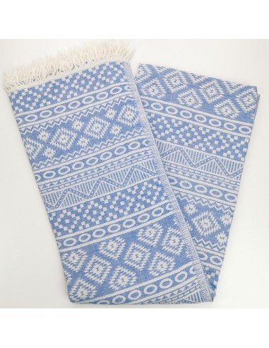 fouta jacquard bleu royal indiana