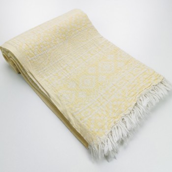 aztec style pattern towel pastel yellow